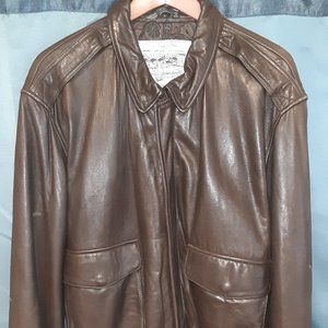 Sawyer Of Napa Brown Leather Bomber Jacket